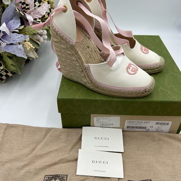 Women’s Gucci GG espadrilles with ribbon tie size 39 made in Spain - Picture 11 of 11